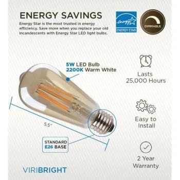 Viribright 40w St19 Led Decorative Bulb (12-Pack) 5 Viribright 40w St19 Led Decorative Bulb (12-Pack) - Image 5