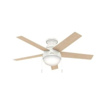 Hunter Anslee 46 In. 5-Blade Cfl Ceiling Fan W/ Light (White) 2 Hunter Anslee 46 In. 5-Blade Cfl Ceiling Fan W/ Light (White) - Image 2
