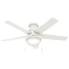 Hunter Anslee 46 In. 5-Blade Cfl Ceiling Fan W/ Light (White)