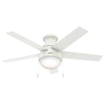 Hunter Anslee 46 In. 5-Blade Cfl Ceiling Fan W/ Light (White) 1 Hunter Anslee 46 In. 5-Blade Cfl Ceiling Fan W/ Light (White)