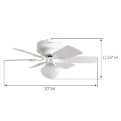 Design House® Atrium 30 In. 6-Blade Led Ceiling Fan W/ Light (White) -Sylvania || Coast || GENERIC Shop 132306 w DetailedProductView3 Lg