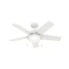 Hunter® Bartlett 44 In. 5-Blade Led Ceiling Fan W/ Light (White)