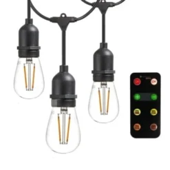 Newhouse Lighting 15-Light 48 Ft Outdoor Led String Light W/ Remote Control Dimmer (Black)