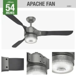 Hunter® Apache Ceiling Fan W/ Light (Matte Silver) -Sylvania || Coast || GENERIC Shop 201997 w DetailedProductView4 Lg