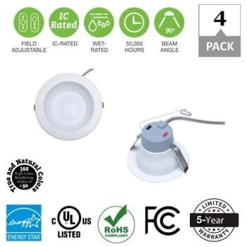 Simply Conserve 6" Wattage And Cct Selectable Commercial Led Downlight Case Of 4 2 Simply Conserve 6" Wattage And Cct Selectable Commercial Led Downlight Case Of 4 - Image 2