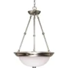 Satco® Nuvo Brushed Nickel Three-Light 15 Pendant With Alabaster Glass