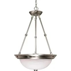 Satco® Nuvo Brushed Nickel Three-Light 15 Pendant With Alabaster Glass
