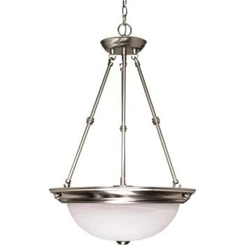 Satco® Nuvo Brushed Nickel Three-Light 15 Pendant With Alabaster Glass 1 Satco® Nuvo Brushed Nickel Three-Light 15 Pendant With Alabaster Glass