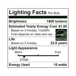 Viribright Lighting A19 15 Watt Dimmable E26 Medium Base Led Bulb 2700k Package Of 5 -Sylvania || Coast || GENERIC Shop 231499 DetailedProductView1 Lg