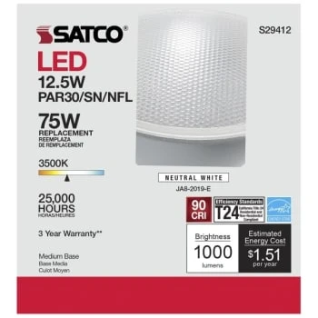 Satco 12.5w Par30sn Led 3500k 25 Degree Beam Angle E26 Base 120v Package Of 6 5 Satco 12.5w Par30sn Led 3500k 25 Degree Beam Angle E26 Base 120v Package Of 6 - Image 5