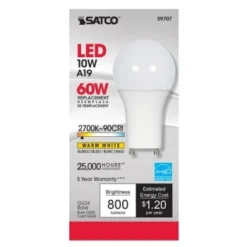 Satco 10w A19 Led 27k Gu24 Base 220 Degree Beam Angle 90cri 120v Package Of 6 -Sylvania || Coast || GENERIC Shop 232482 DetailedProductView4 Lg