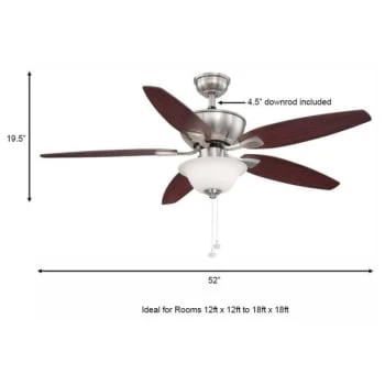 Hampton Bay Carrolton Ii 52 In. Led Indoor Brushed Nickel Ceiling Fan With Light Kit 3 Hampton Bay Carrolton Ii 52 In. Led Indoor Brushed Nickel Ceiling Fan With Light Kit - Image 3