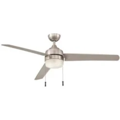 Home Decorators Collection Carrington 60 In. Indoor/outdoor Ceiling Fan With Led Dome Light Kit, Brushed Nickel With Silver Blad