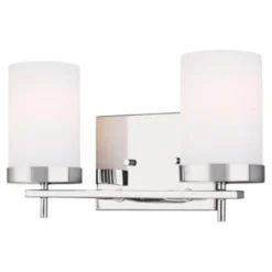 Sea Gull Lighting Zire 14" 2-Light Chrome Vanity Light Etched White Glass Shades