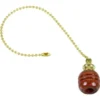 12" Brass Pull Chain, Round Walnut Knob, Package Of 4